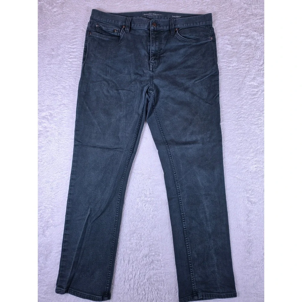 Banana Republic Slim Traveler Mens 34x30 Pants Emerald City Green Stretch Slim
